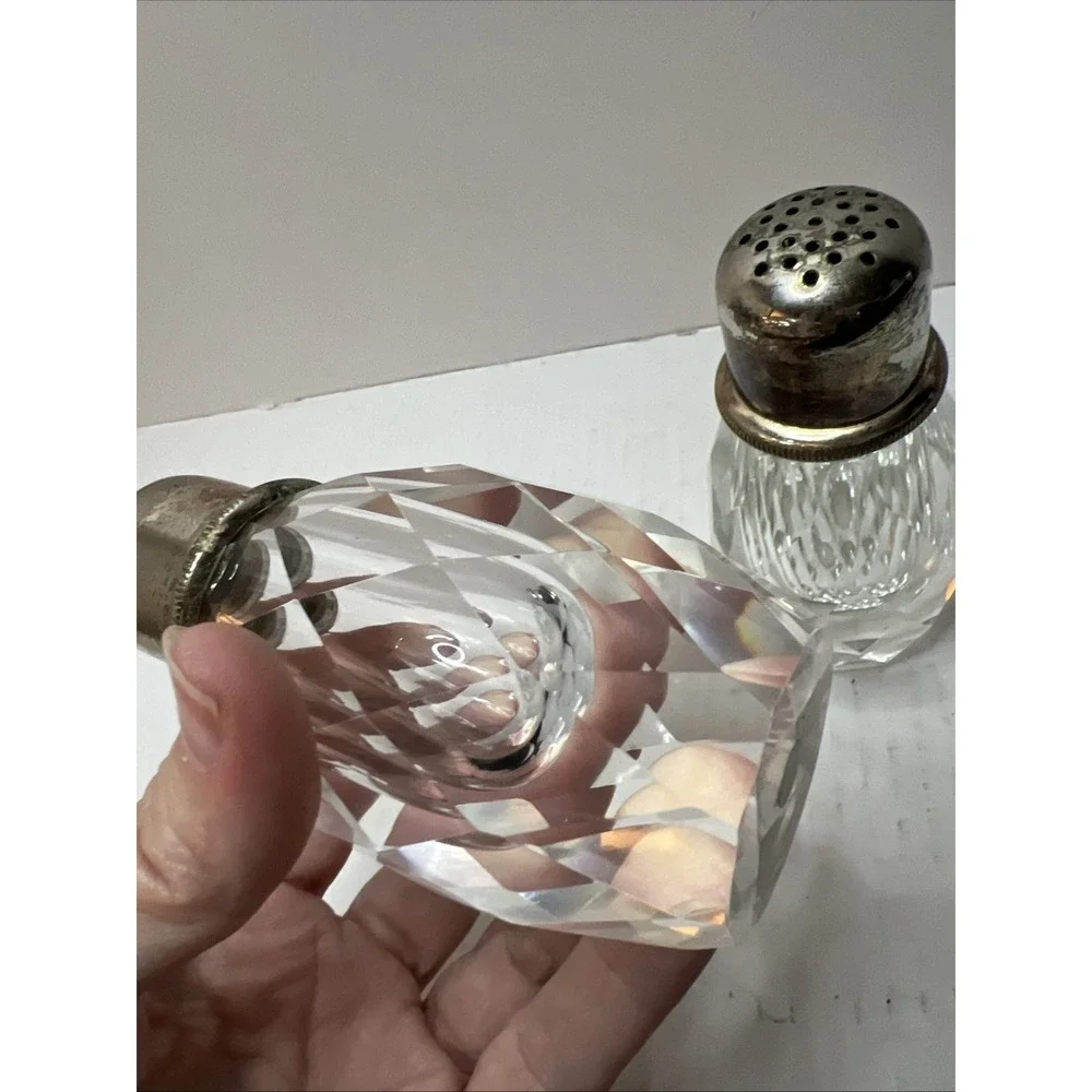 Vintage post House Silverplate Crystal Pepper Mill And Salt Shaker Set